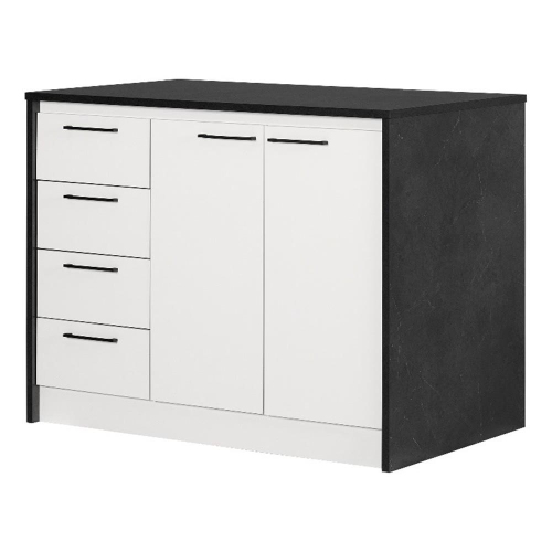South Shore Myro 48"W Engineered Wood Kitchen Island with Storage in Black/White