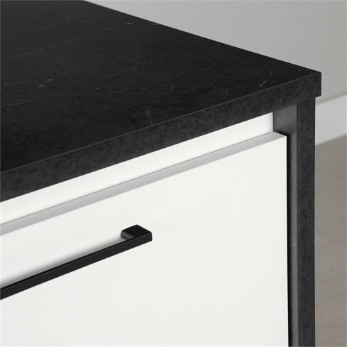 South Shore Myro 48"W Engineered Wood Kitchen Island with Storage in Black/White