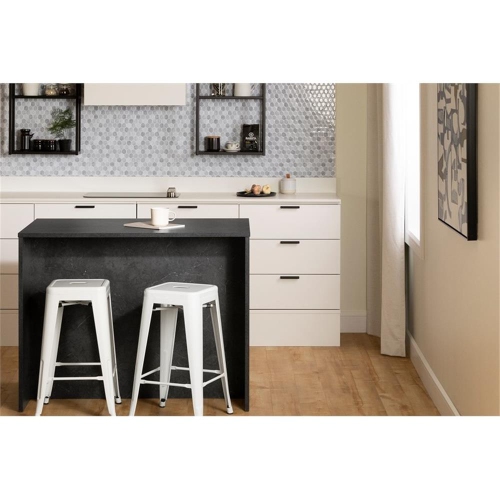 South Shore Myro 48"W Engineered Wood Kitchen Island with Storage in Black/White