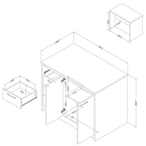 South Shore Myro 48"W Engineered Wood Kitchen Island with Storage in Black/White
