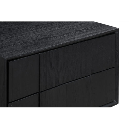 Armen Living Carnaby 2 Drawer Wood Nightstand in Black Brushed Oak and Bronze