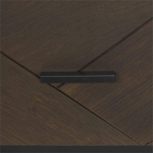 Armen Living Marquis 1 Drawer Oak Wood Nighstand with Black Metal Legs in Gray