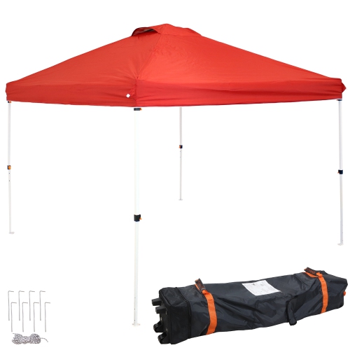 SUNNYDAZE DECOR  Sunnydaze Premium Pop-Up Canopy With Rolling Bag - 12 Ft X 12 Ft - In Red