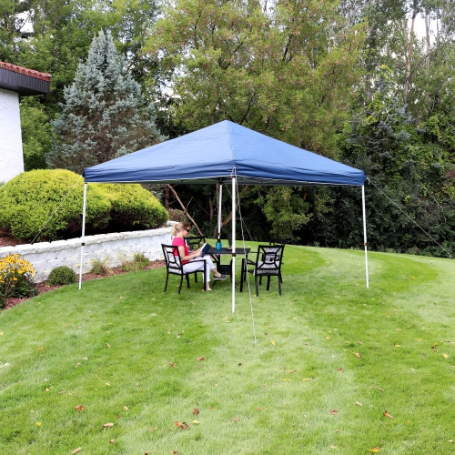 Sunnydaze Standard Pop-Up Canopy with Carry Bag - 12 ft x 12 ft - Blue