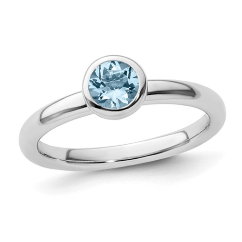 GEM AND HARMONY  2/5 Carat (Ctw) Aquamarine Solitaire Ring In Sterling In Silver