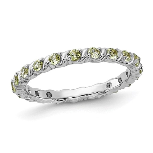 GEM AND HARMONY  7/8 Carat (Ctw) Peridot Eternity Band Ring In Sterling In Silver