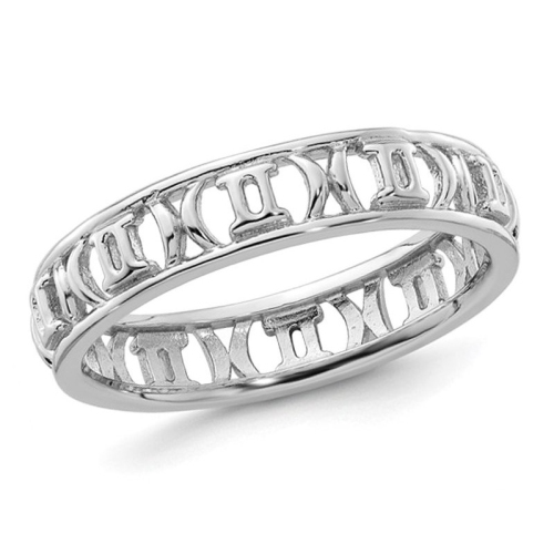 GEM AND HARMONY  Sterling Gemini Zodiac Astrology Ring Band In Silver