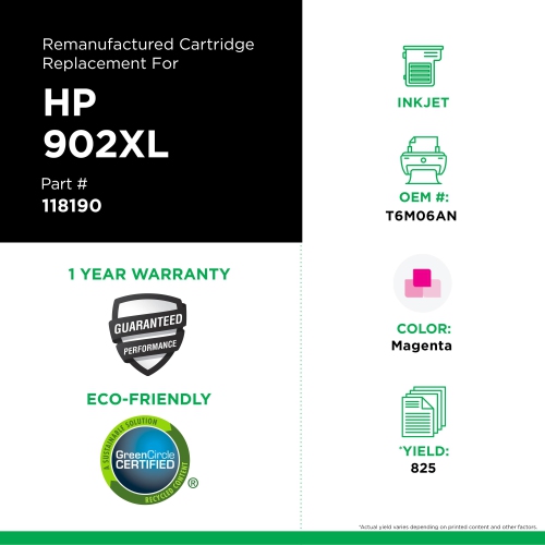 Clover Imaging Group Remanufactured Magenta Ink Cartridge for HP 902XL --Refurbished Excellent