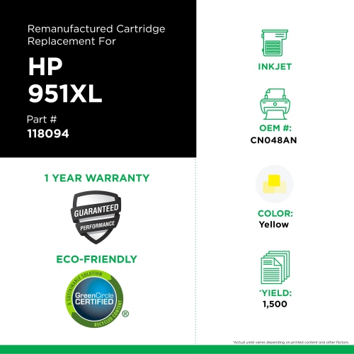 Clover Imaging Group Remanufactured Yellow Ink Cartridge for HP 951XL --Refurbished Excellent