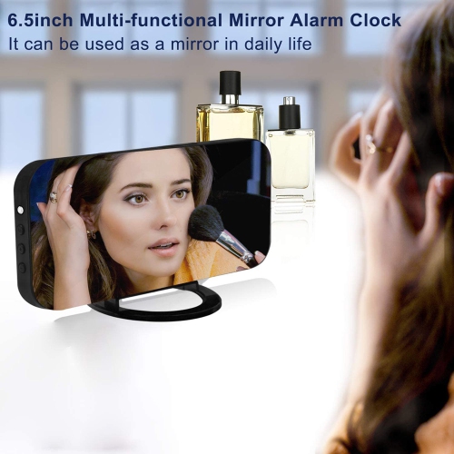 axGear Digital Mirror Alarm Clock Large LED Display with Dual USB Charger Ports For Home - Black