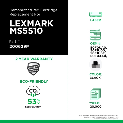 Clover Imaging Group Remanufactured Black Ultra Toner Cartridge for Lexmark MS510/MS610/MX510/MX610 --Refurbished Excellent