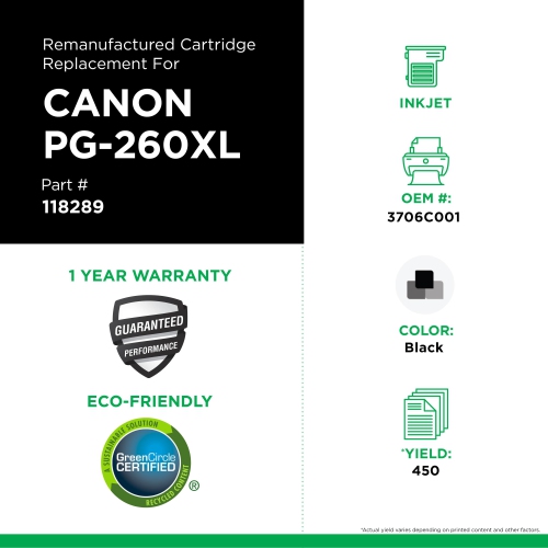Clover Imaging Group Remanufactured Black Ink Cartridge for Canon PG-260XL -