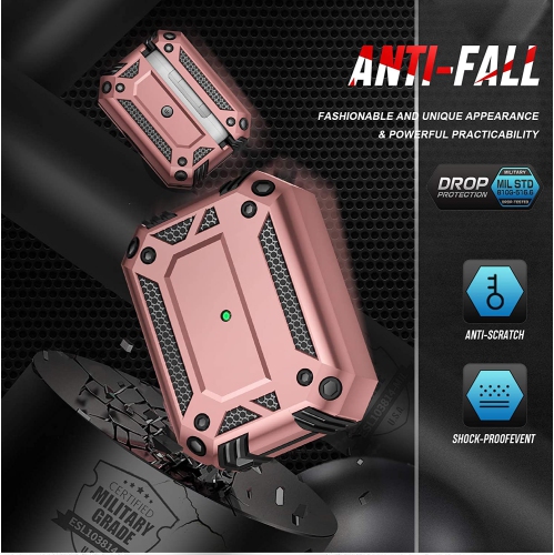 XCRS Full Body Protective Anti-Drop Cover Hardshell with Carabiner, Dual Layered Slim Design Case for Apple Airpods Pro