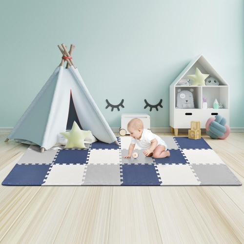 18pcs Puzzle Baby Playmat, EVA Foam Play Mat Crawl Floor Mat, Assembled Size 71.46" x 31.42"