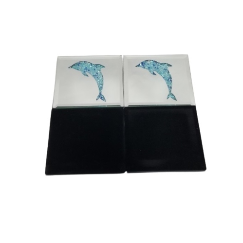 Blue Dolphin Mirror Coaster Set of 4