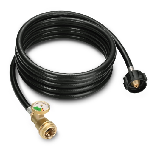 WADEO 12 FT Propane Extension Hose with Gauge, Leak Detector