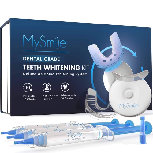 Kit de blanchiment des dents MySmile avec lumière DEL, blanchissant rapide sans sensibilité en 10 minutes avec 3 dents blanchissantes au peroxyde d'u