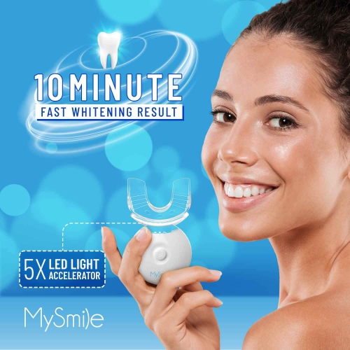 Kit de blanchiment des dents MySmile avec lumière DEL, blanchissant rapide sans sensibilité en 10 minutes avec 3 dents blanchissantes au peroxyde