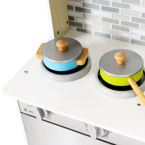 Gymax Kids Wooden Pretend Cooking Playset Cookware Play Set Kitchen Toys Toddler Gift