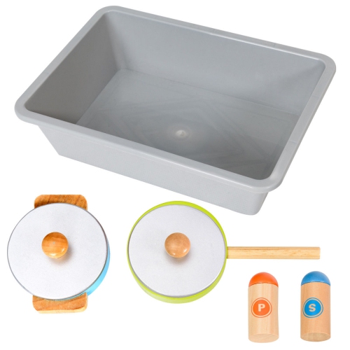 Gymax Kids Wooden Pretend Cooking Playset Cookware Play Set Kitchen Toys Toddler Gift