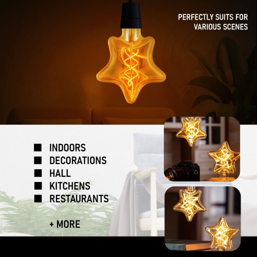 Ampoule rétro rétro rétro E26 en verre ambré à vis Edison, lampe décorative d’intérieur blanc chaud pour bar, café, chambre