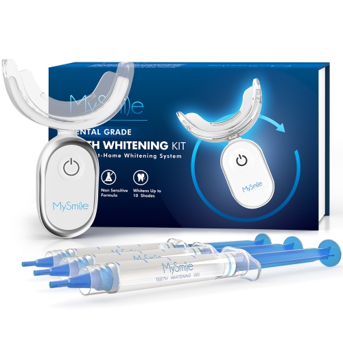 MySmile Teeth Whitening Kit with LED Light, 10 Min Non-Sensitive Fast Teeth Whitener with 3 Teeth Whitening Gel, Enamel Safe and Non-Toxic for Whiter