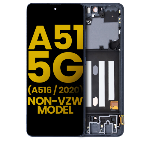 Replacement OLED Assembly With Frame Compatible For Samsung Galaxy A51 5G (A516 / 2020) (Non-Verizon 5G UW Frame) (Prism Cube Black) by ESOURCE PARTS - Refurbished condition - Image 2