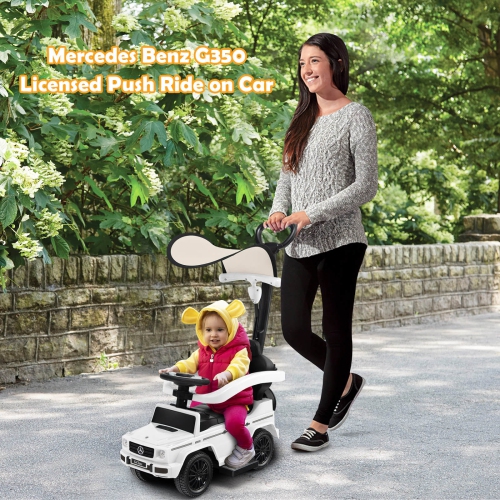 Costway 3 in 1 Ride on Push Car Mercedes Benz G350 Stroller Sliding Car w/ Canopy
