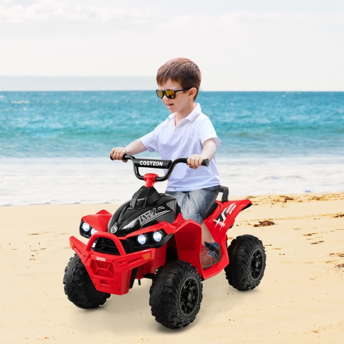 Costway 12V Battery Powered Kids Ride On ATV Electric 4-Wheeler Quad Car with MP3 & Light