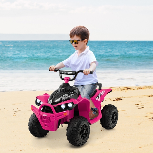 Costway 12V Battery Powered Kids Ride On ATV Electric 4-Wheeler Quad Car with MP3 & Light