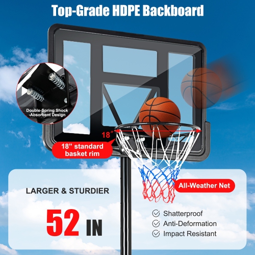 Costway Portable Basketball Hoop Stand Adjustable Height W/Shatterproof Backboard Wheels