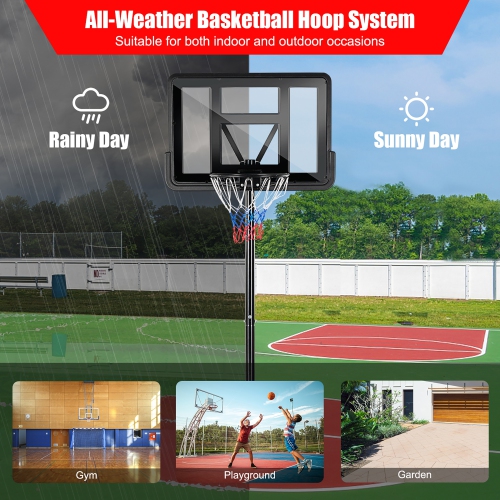 Costway Portable Basketball Hoop Stand Adjustable Height W/Shatterproof Backboard Wheels