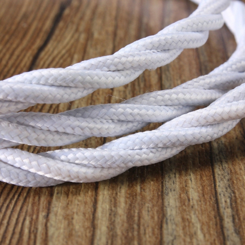 Câble métallique torsadé pour lampe en tissu de style rétro de 16 pi de ReliElectrical - Blanc