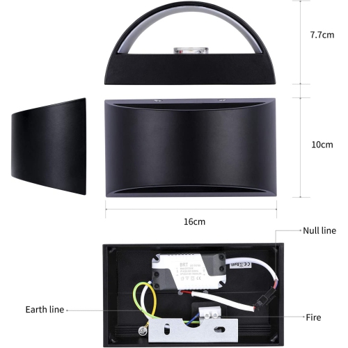 Wall Sconce Indoor LED Adjustable Lighting Wall Lamps Black 7W Modern Wall Light Fixture Up Down Wall Sconces Aluminum Decorative Light for Bedroom