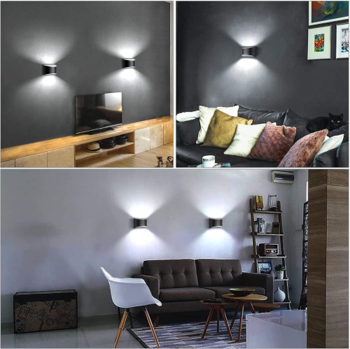 Wall Sconce Indoor LED Adjustable Lighting Wall Lamps Black 7W Modern Wall Light Fixture Up Down Wall Sconces Aluminum Decorative Light for Bedroom
