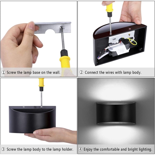 Wall Sconce Indoor LED Adjustable Lighting Wall Lamps Black 7W Modern Wall Light Fixture Up Down Wall Sconces Aluminum Decorative Light for Bedroom