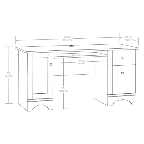 Sauder – Bureau d’ordinateur en bois d’ingénierie, fini chêne mystique avec garnitures en chêne corbeau