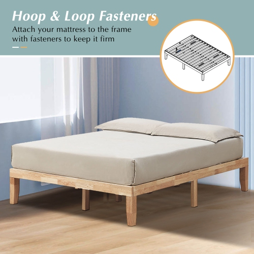 Costway Queen Size Wood Bed Frame & 8" Foam Mattress Set CertiPUR-US Certified Natural/Espresso
