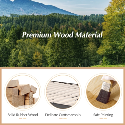 Costway Queen Size Wood Bed Frame & 8" Foam Mattress Set CertiPUR-US Certified