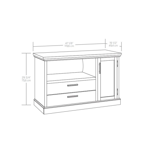 Sauder Aspen Post Engineered Wood Credenza in Pebble Pine/Brown