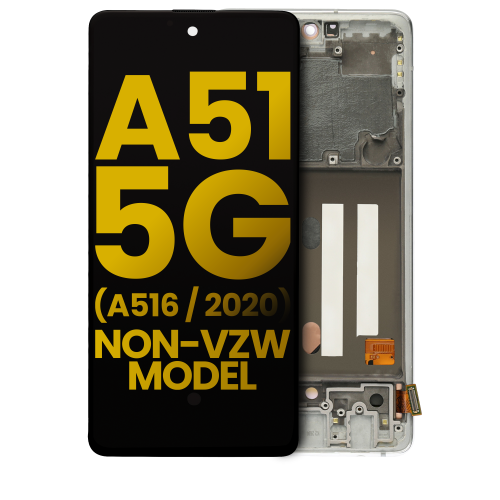 Replacement OLED Assembly With Frame Compatible For Samsung Galaxy A51 5G (A516 / 2020) (Non-Verizon 5G UW Frame) (Prism Cube White) by ESOURCE PARTS - Refurbished condition - Image 2
