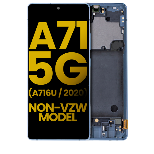 Refurbished - Replacement OLED Assembly With Frame Compatible For Samsung Galaxy A71 5G (A716U / 2020) (Prism Cube Blue)