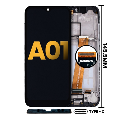 Replacement LCD Assembly With Frame Compatible For Samsung Galaxy A01 (US Model) (TYPE-C Frame) (All Colors) by ESOURCE PARTS - Refurbished condition - Image 3