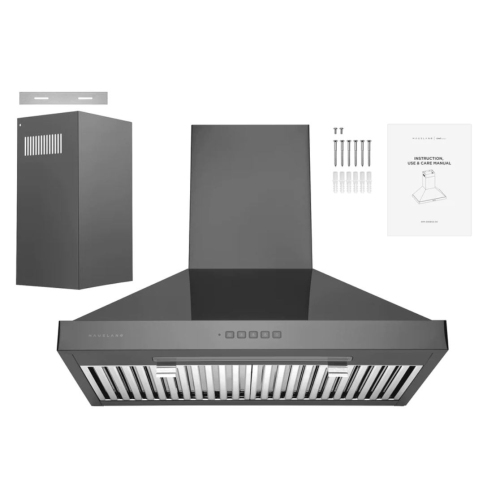 Hauslane 30" Wall Mounted Black Stainless Steel Range Hood
