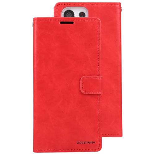 GOOSPERY  Topsave Bluemoon Card Slot W/magnetic Clip Leather Folio Wallet Flip for Samsung Galaxy S23 Ultra 6.8" 5G In Red