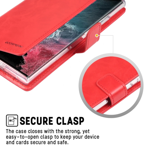 TopSave Goospery BLUEMOON Card Slot w/Magnetic Clip Leather Folio Wallet Flip For Samsung Galaxy S23 Ultra 6.8" 5G, Red