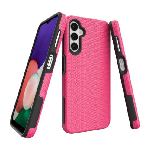 TopSave Triangle Pattern PC Back+Inner TPU Dual Layer Hybrid Rugged Armor Case For Samsung Galaxy A14 6.6" 5G, Pink