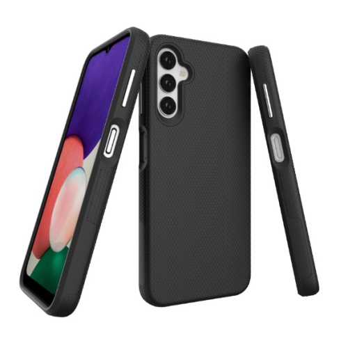 TopSave Triangle Pattern PC Back+Inner TPU Dual Layer Hybrid Rugged Armor Case For Samsung Galaxy A14 6.6" 5G, Black