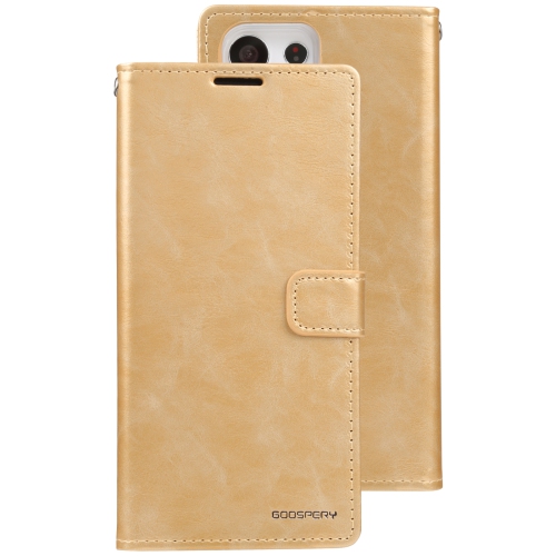 GOOSPERY  Topsave Bluemoon Card Slot W/magnetic Clip Leather Folio Wallet Flip for Samsung Galaxy S23 Ultra 6.8" 5G In Gold