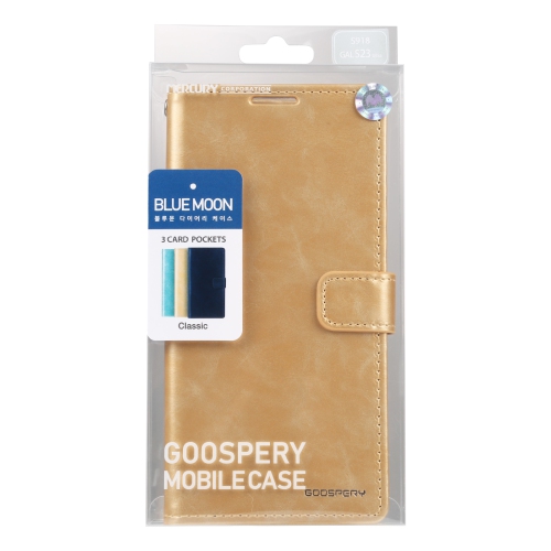 TopSave Goospery BLUEMOON Card Slot w/Magnetic Clip Leather Folio Wallet Flip For Samsung Galaxy S23 Ultra 6.8" 5G, Gold